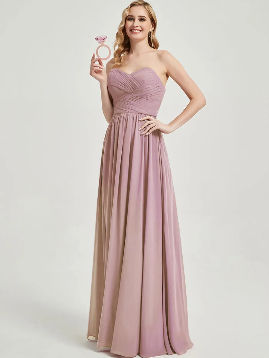 Vintage Mauve Pleated Convertible Chiffon Bridesmaid Dress