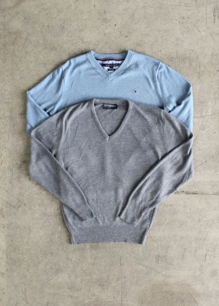 Vintage Solid V-neck Sweater