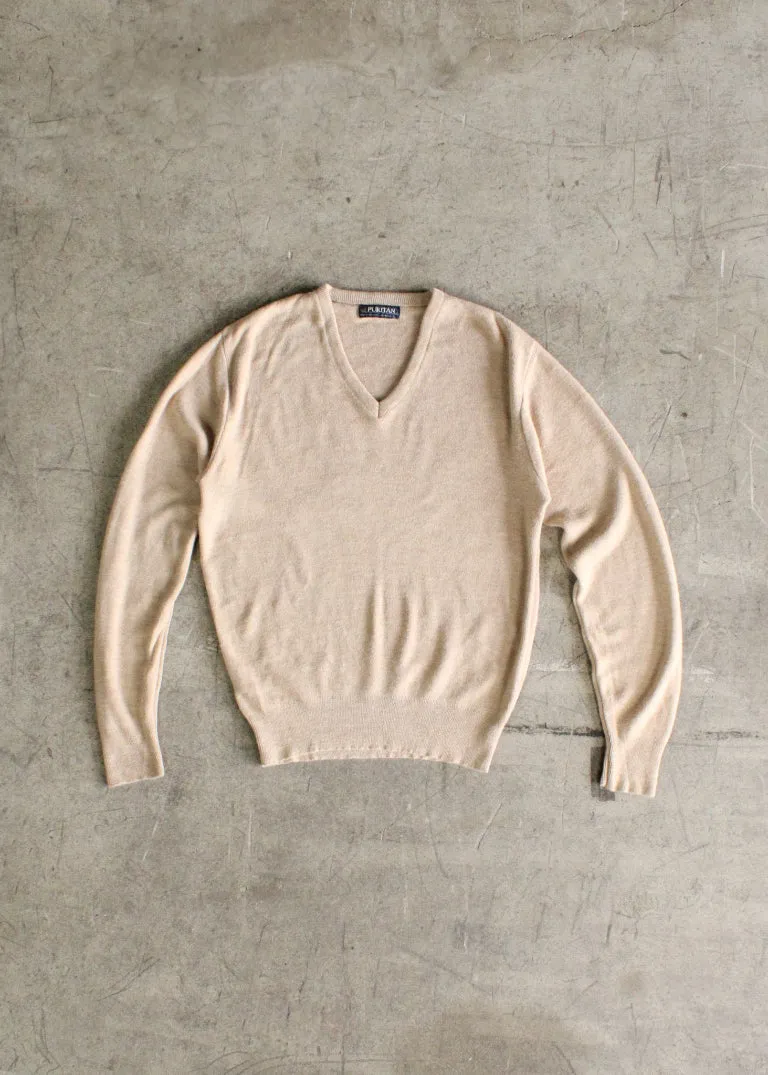 Vintage Solid V-neck Sweater