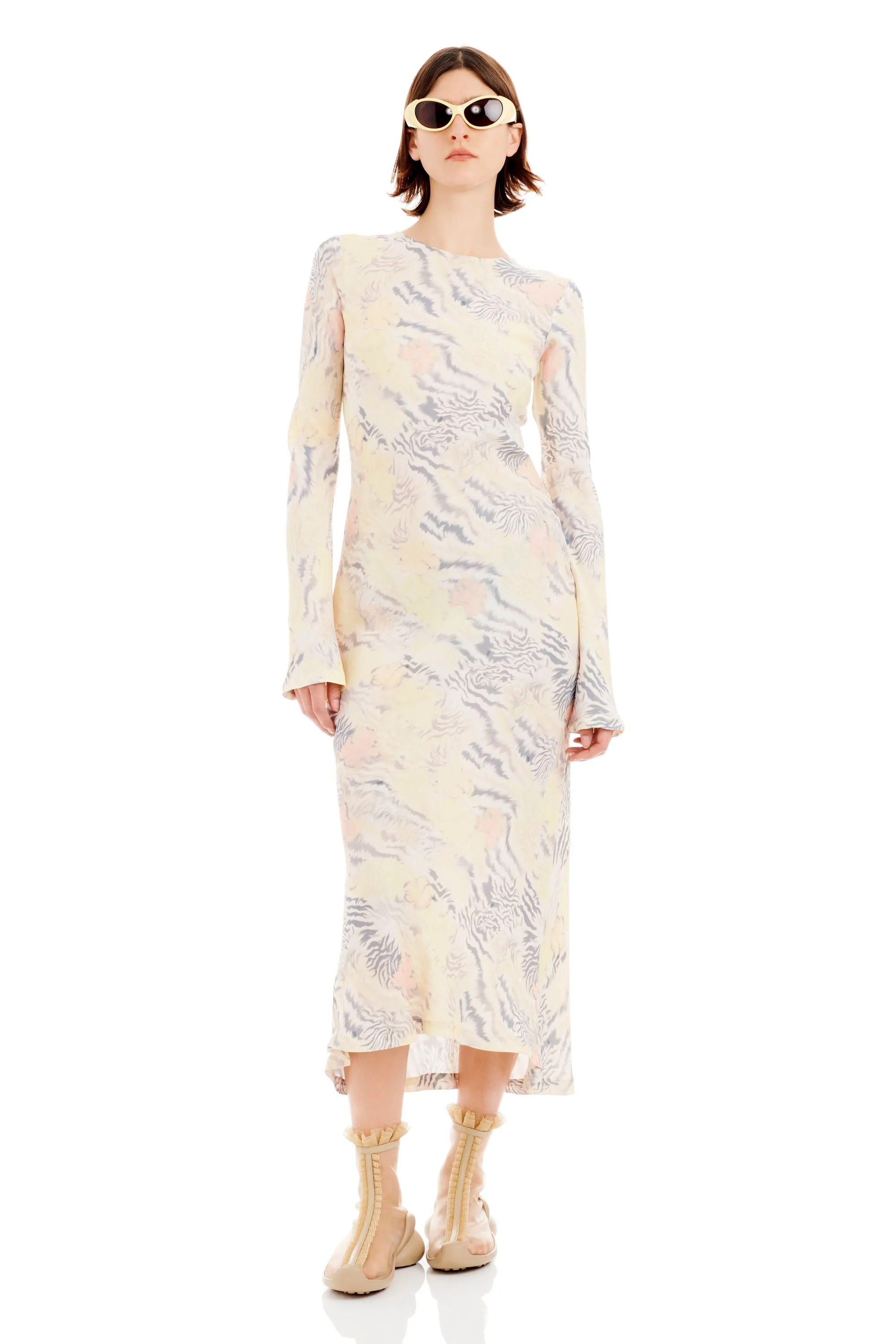 WASHED ZEBRA FLORAL YURI DRESS