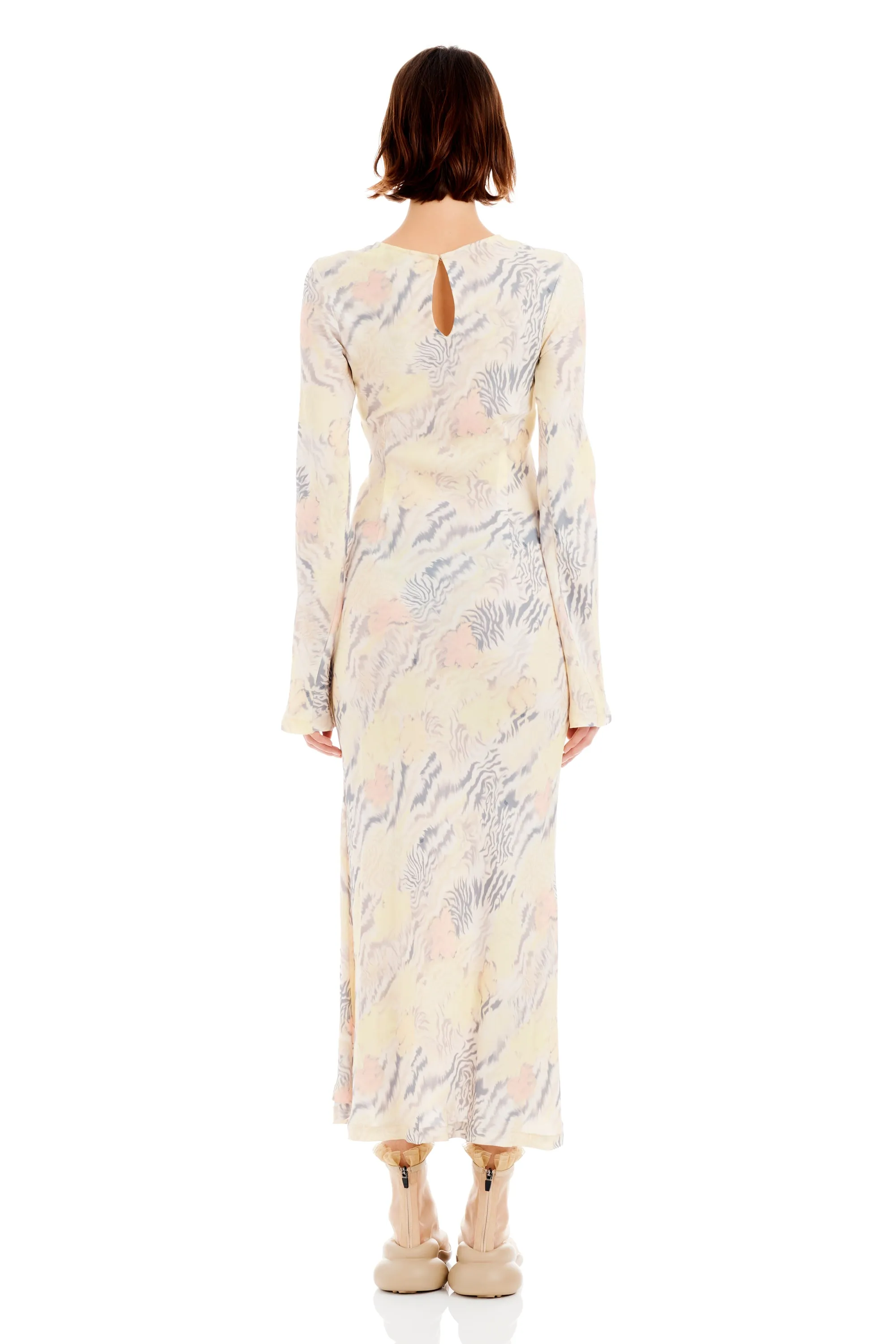 WASHED ZEBRA FLORAL YURI DRESS