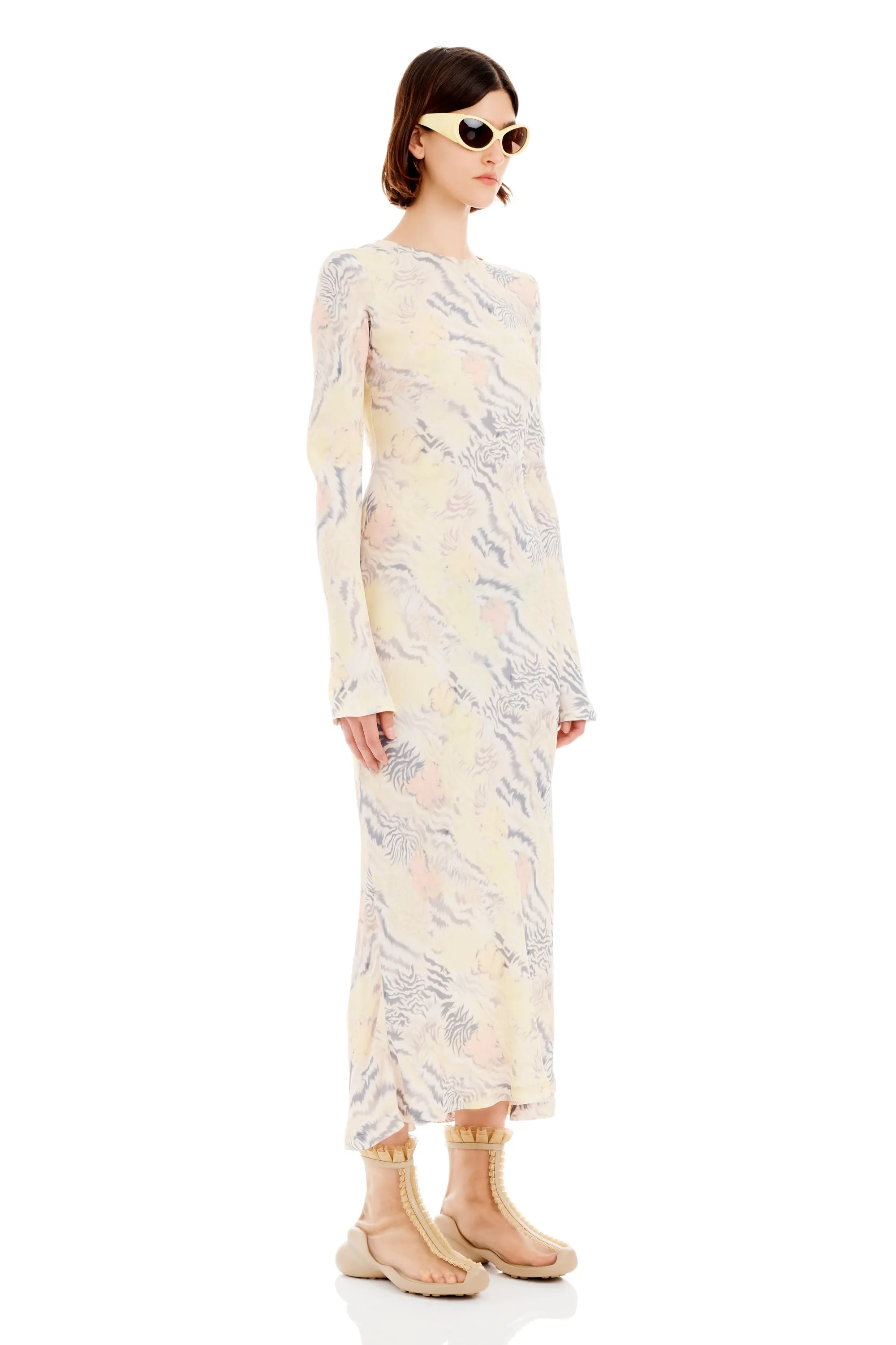 WASHED ZEBRA FLORAL YURI DRESS