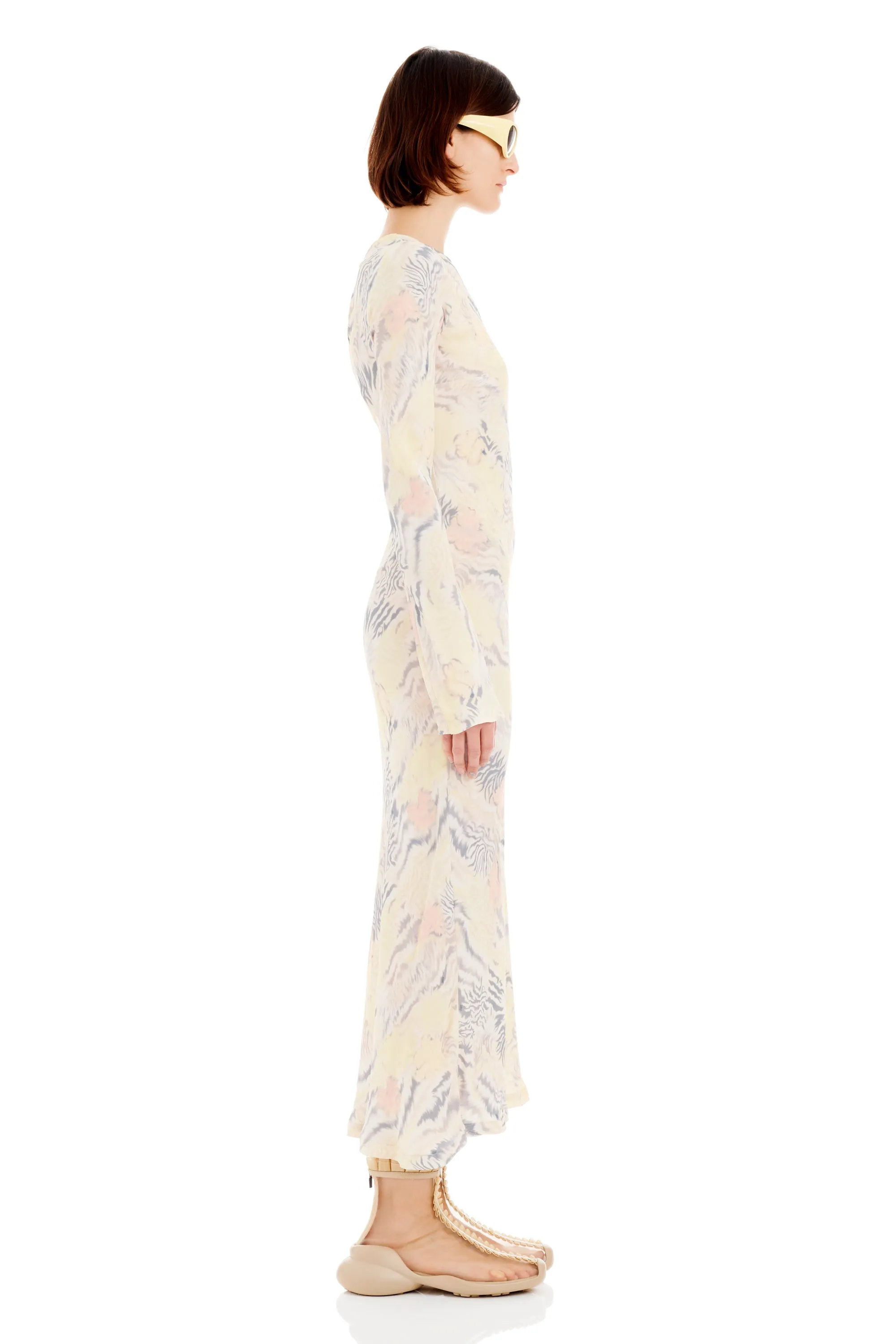 WASHED ZEBRA FLORAL YURI DRESS
