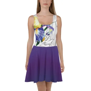 Watercolor Iris on Purple - Skater Dress