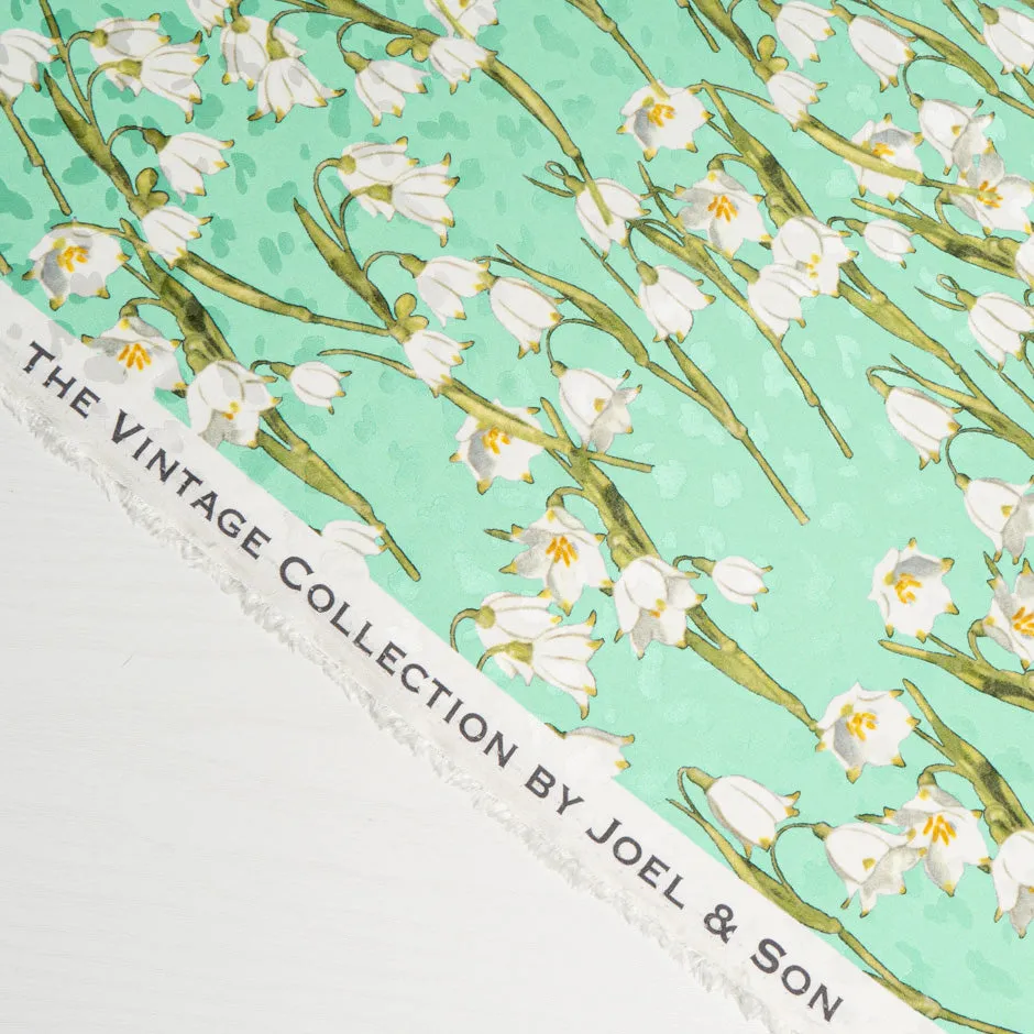 White Snow Drop Printed Mint Green Silk Jacquard