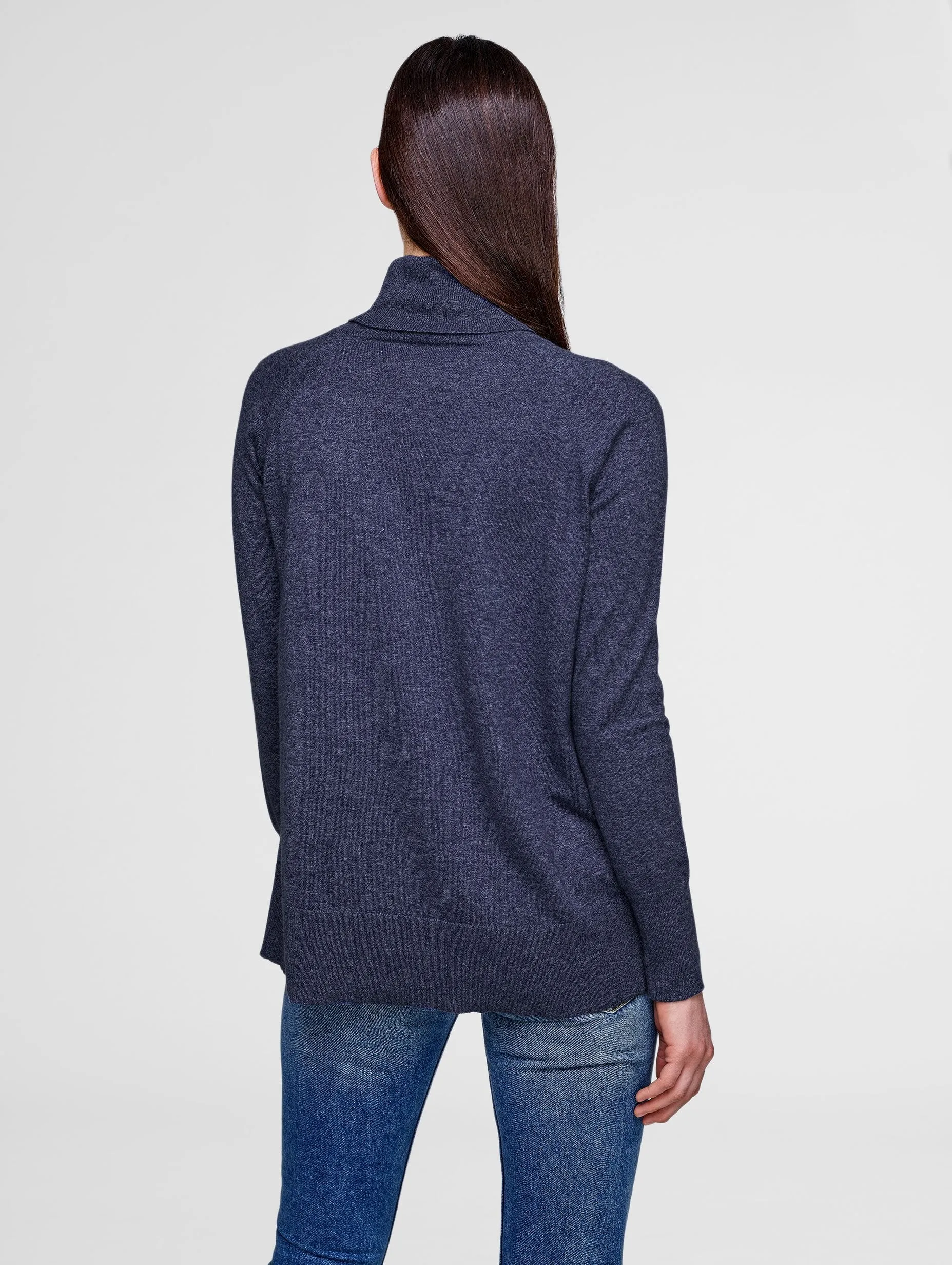 White   Warren - Raglan Standneck Denim Marl