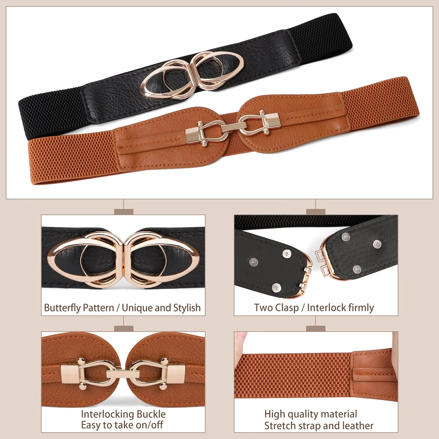 Women Stretchy Wide Waist Belt for Dress Ladies Elastic Cinch Retro Belt by JASGOOD