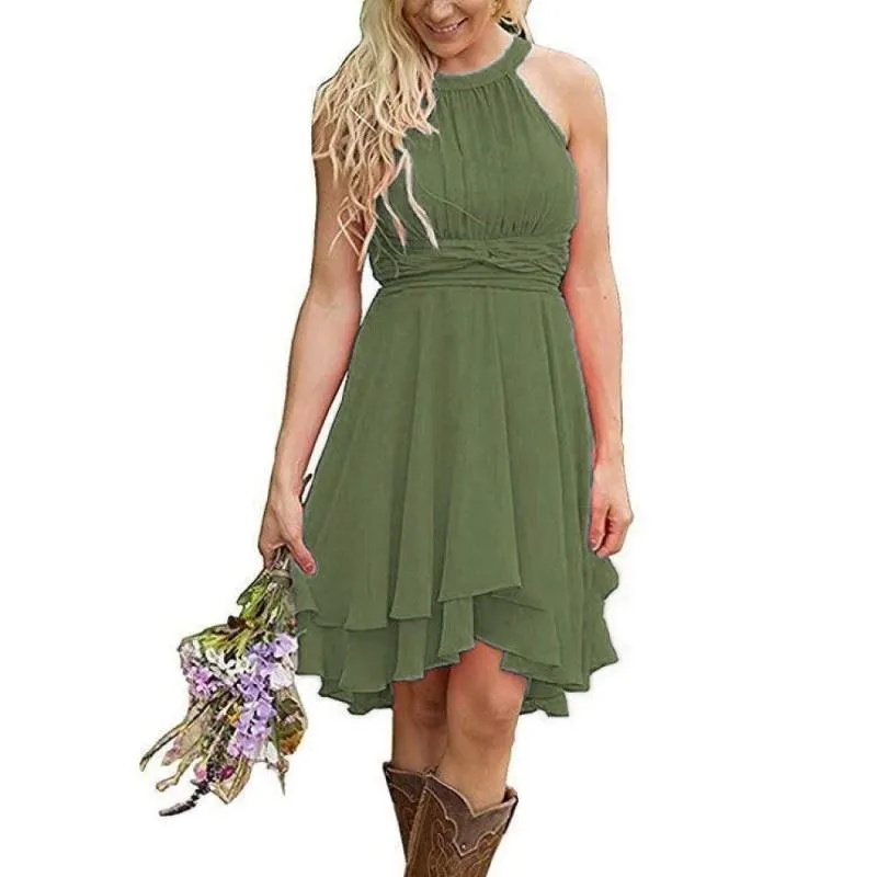 Women's A Line Halter Chiffon Wedding Guest Country Bridesmaid Dresses