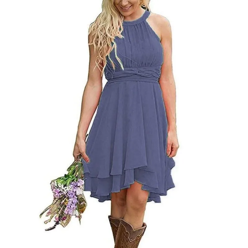 Women's A Line Halter Chiffon Wedding Guest Country Bridesmaid Dresses