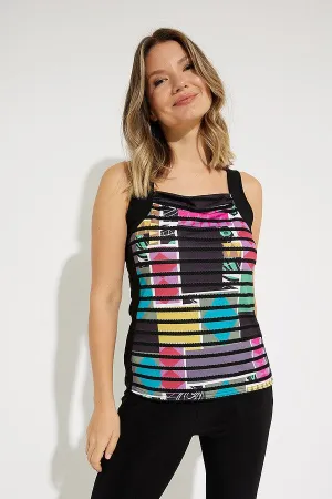 Women's Joseph Ribkoff | Printed Square Neck Top | Black Multi