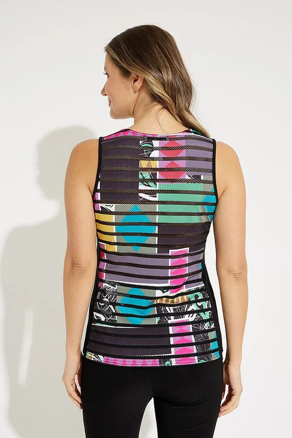 Women's Joseph Ribkoff | Printed Square Neck Top | Black Multi
