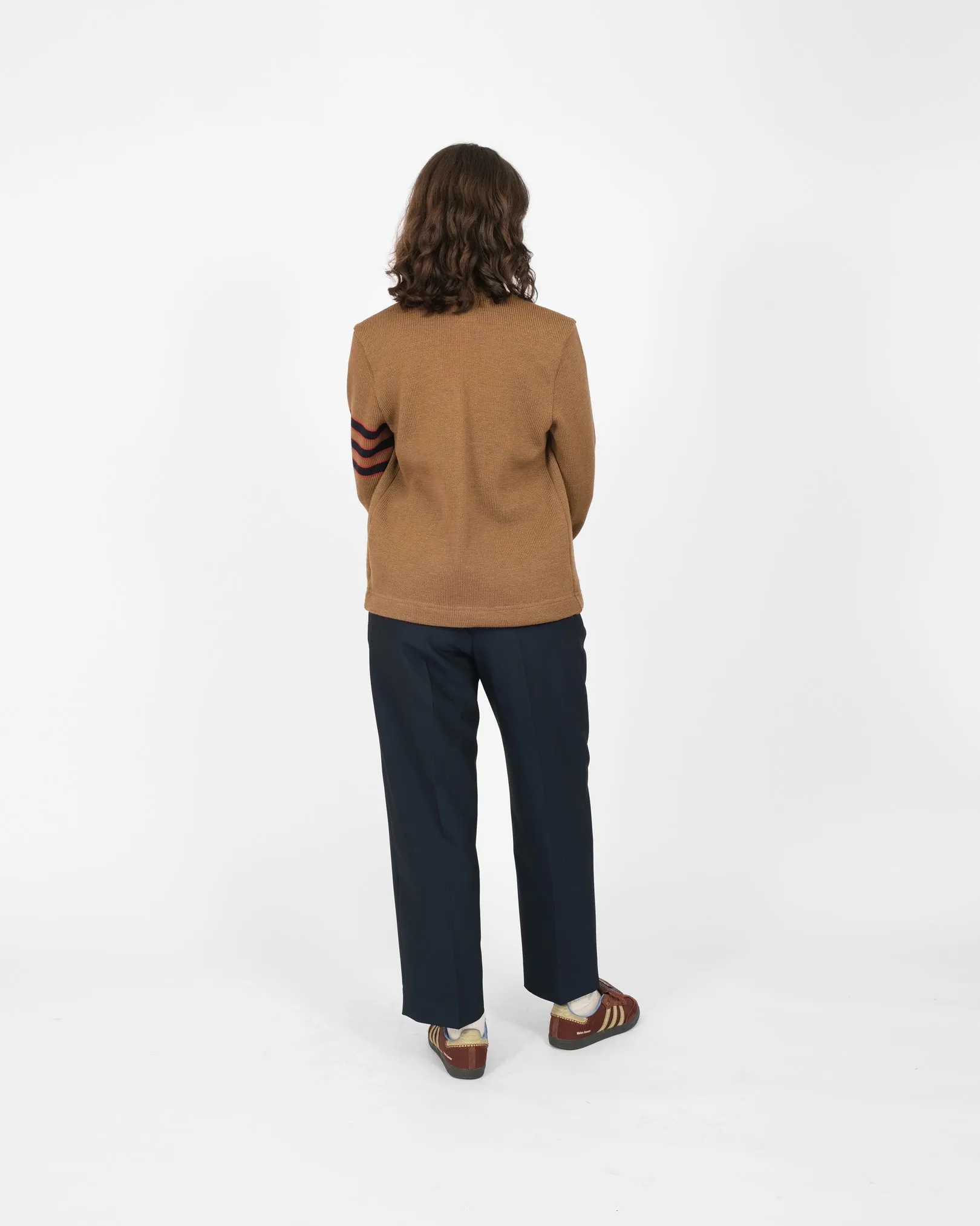 Women's Varsity Cardigan - Dark Tan / Dark Navy & Forster Red
