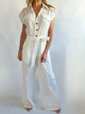 Woven Eyelet Jumpsuit