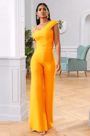 Yellow bodycon Top & Pants Two Piece Jumpsuit Set